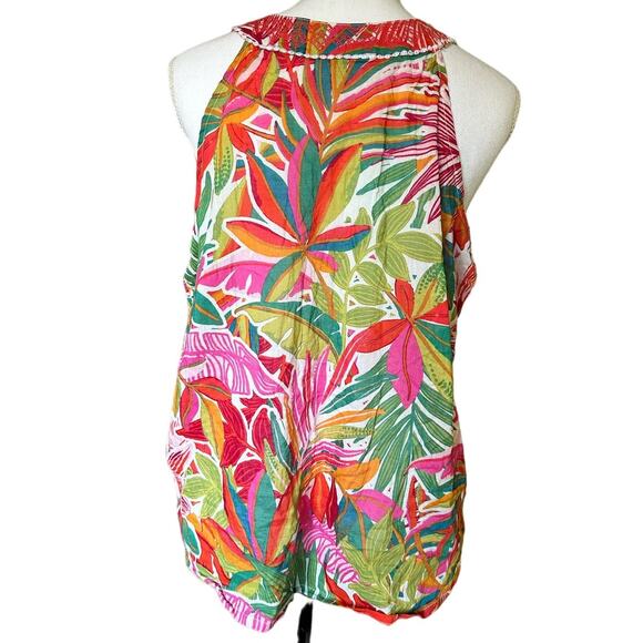C&C California Sleeveless Top with Embroidery Tropical Print‎ sz M - Picture 2 of 5